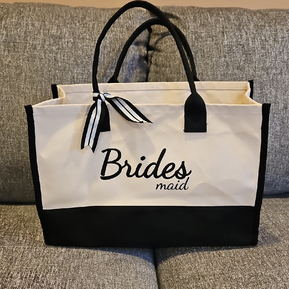 Bridesmaid Black and BeigeTote Bag NWOT.  Wedding